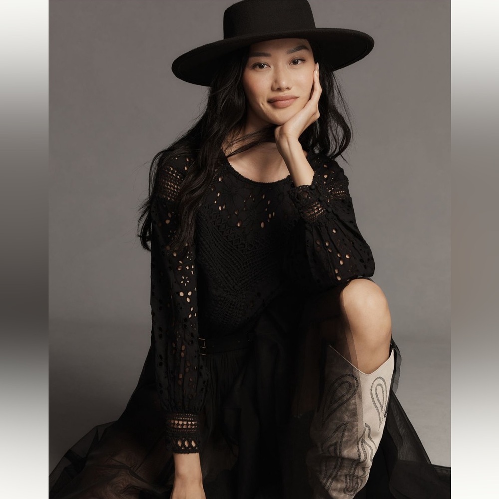 Anthropologie Lace Cutwork Blouse